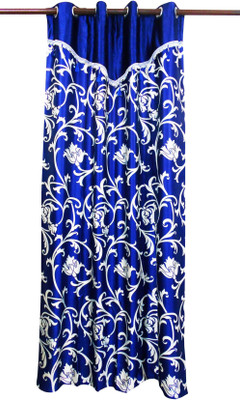 81% OFF on Zikrak Exim Polyester Blue Floral Eyelet Curtain