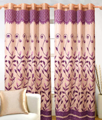 55% OFF on Hargunz Polyester Purple Abstract Eyelet Curtain