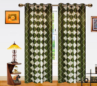 50% OFF on Dekor World Polyester Green Printed Eyelet Curtain
