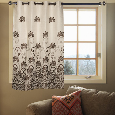 40% OFF on Kings Polycotton Peach Striped Eyelet Curtain