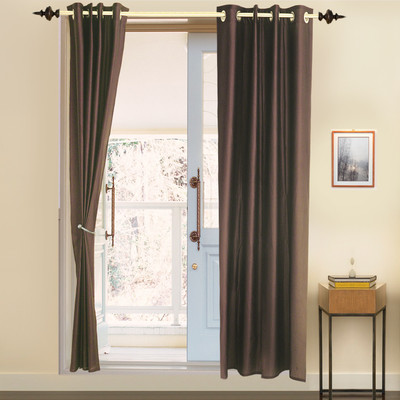 62% OFF on Ahmedabad Cotton Polyester Brown Solid Eyelet Curtain