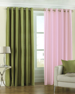 33% OFF on Pindia Polyester Multicolor Solid Eyelet Curtain