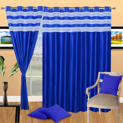 60% OFF on Handloomhub Polyester Royal Blue Solid Eyelet Curtain