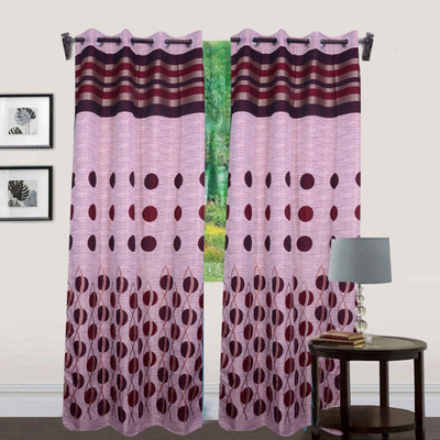 66% OFF on HomeZaara Polyester Maroon Floral Eyelet Curtain