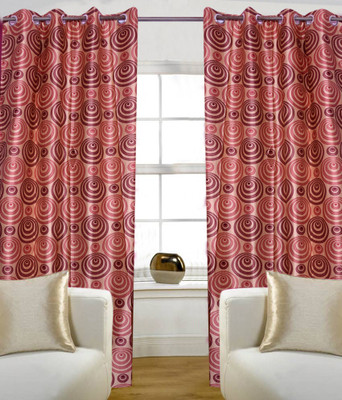 52% OFF on HomeZaara Polyester Maroon Floral Eyelet Curtain