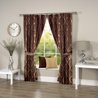 54% OFF on Threadmix Polyester Brown Damask Eyelet Curtain