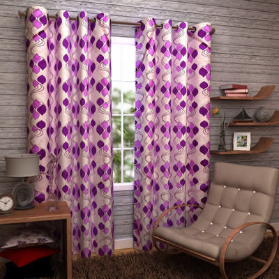 60% OFF on Enfin Homes Polyester Violet Abstract Eyelet Curtain
