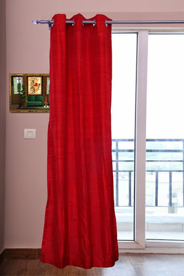 ZappyCart Silk Red Solid Eyelet Curtain ZappyCart Silk Red Solid Eyelet Curtain