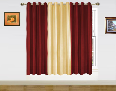 46% OFF on Dekor World Polyester Maroon, Beige Abstract Eyelet Curtain
