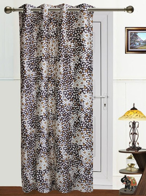 64% OFF on Dekor World Polyester Brown Checkered Eyelet Curtain