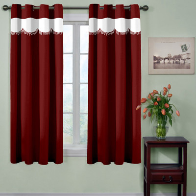 54% OFF on TT Polyester Maroon Floral Eyelet Curtain 54% OFF on TT Polyester Maroon Floral Eyelet Curtain