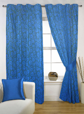 58% OFF on Kings Polycotton Blue Solid Eyelet Curtain