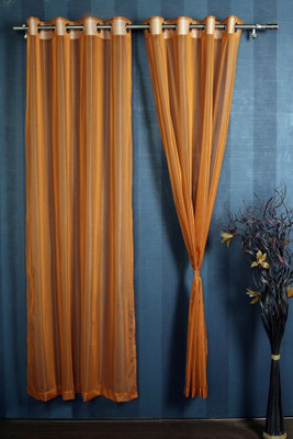 9% OFF on Mondeo Polyester Orange Solid Eyelet Curtain