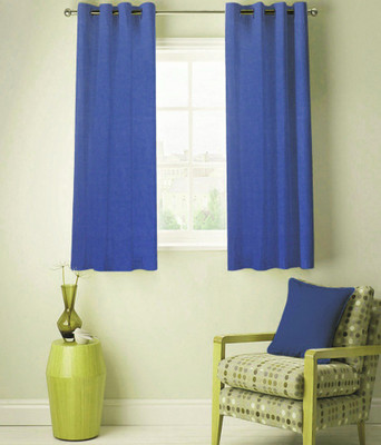 73% OFF on ExpressionsHome Polyester Blue Solid Concealed Tab Top Curtain