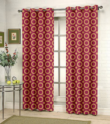 37% OFF on Fabutex Pink Striped Eyelet Curtain