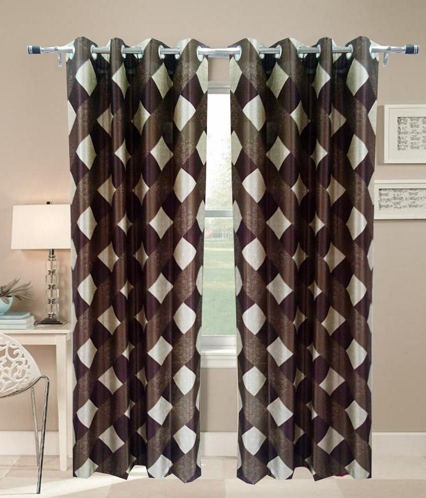 72% OFF on K-Star Polyester Brown Printed Eyelet Curtain