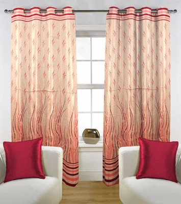 40% OFF on Kings Polycotton Red Floral Eyelet Curtain