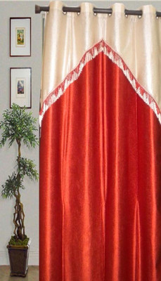 22% OFF on JBG Home Store Polyester Orange Floral Eyelet Curtain