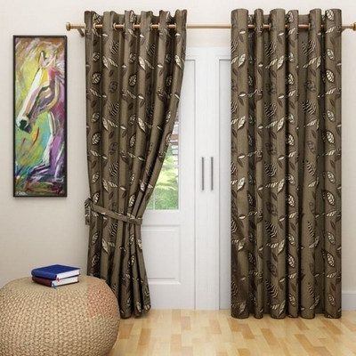 G M HomeFashion Polyester Multicolor Abstract Eyelet Curtain
