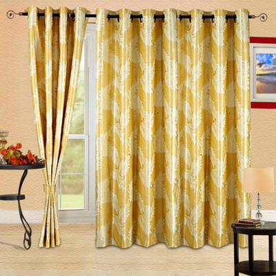 50% OFF on Cortina Polyester Gold Floral Eyelet Curtain