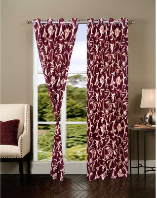 78% OFF on HomeZaara Polyester Multicolor Solid Eyelet Curtain