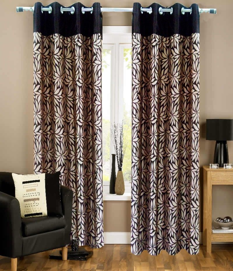 56% OFF on Homefab India Polyester Brown Floral Eyelet Curtain