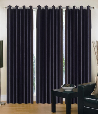 46% OFF on Hargunz Polycotton Black Geometric Eyelet Curtain