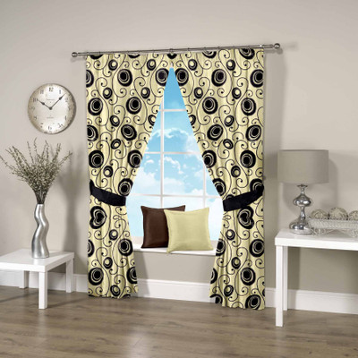 59% OFF on Threadmix Polyester Black Abstract Eyelet Curtain
