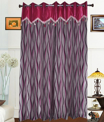 40% OFF on PHM Polyester Maroon Floral Eyelet Curtain