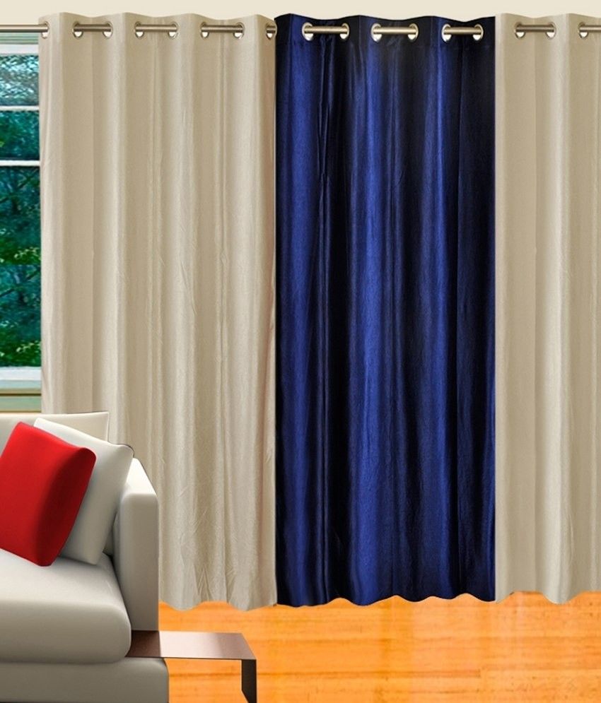 65% OFF on Decor Vatika Polycotton White, Blue Printed Eyelet Curtain