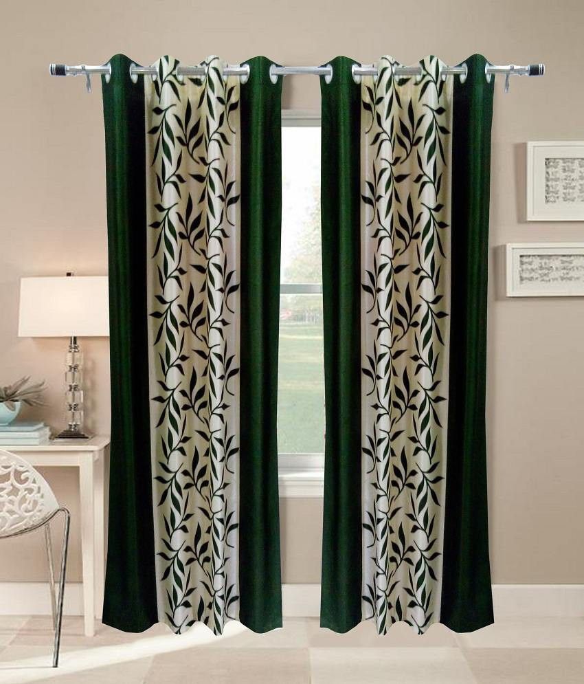 16% OFF on Handloomhub Polyester Green Floral Eyelet Curtain