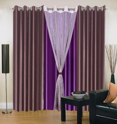 60% OFF on IWS Polyester Multicolor Floral Ring Rod Curtain