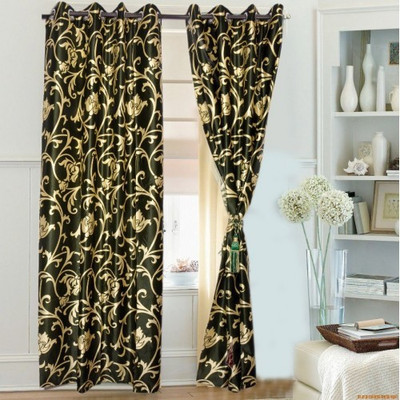 43% OFF on Madhav Product Polyester Green Floral Eyelet Curtain