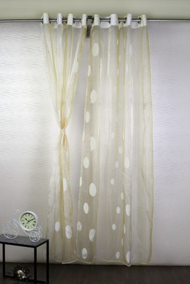 29% OFF on Dragon Polyester Yellow Self Design Eyelet Curtain