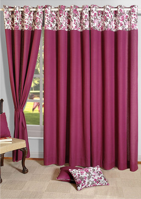 24% OFF on Swayam Cotton Pink Abstract Eyelet Curtain