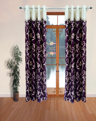 67% OFF on Homefab India Polyester Purple Floral Eyelet Curtain