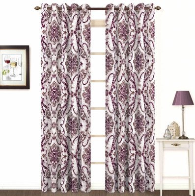 10% OFF on Skipper Polyester, Viscose, Blends Purple Damask Eyelet Curtain