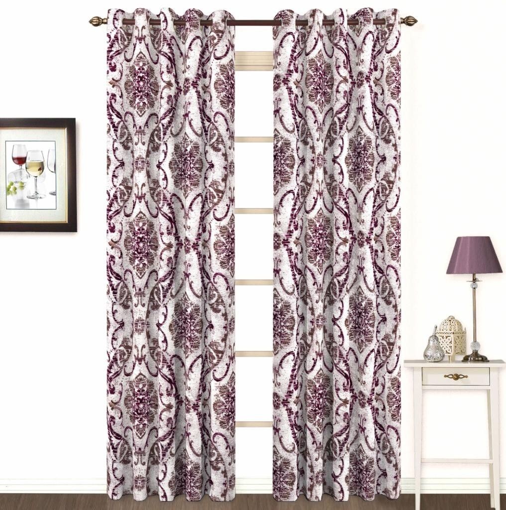 9% OFF on Skipper Polyester, Viscose, Blends Purple Damask Concealed Tab Top Curtain