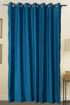 ZappyCart Polyester Light Blue Solid Eyelet Curtain