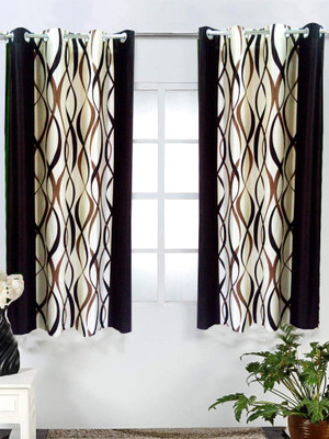 55% OFF on Homefab India Polyester Brown Geometric Eyelet Curtain