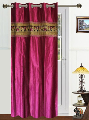 40% OFF on Dekor World Polyester Purple Embroidered Eyelet Curtain
