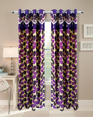 66% OFF on Homefab India Polyester Purple Chevron Eyelet Curtain