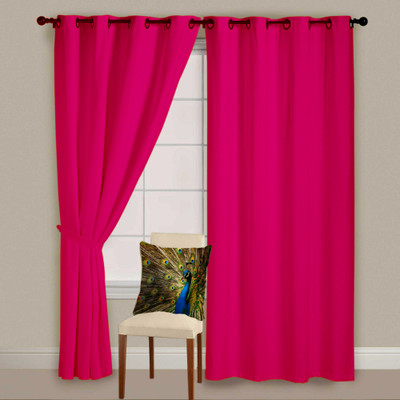 50% OFF on StyleNcomfort Pink Self Design Concealed Tab Top Curtain