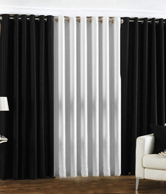 66% OFF on HomeZaara Polyester Multicolor Solid Ring Rod Curtain