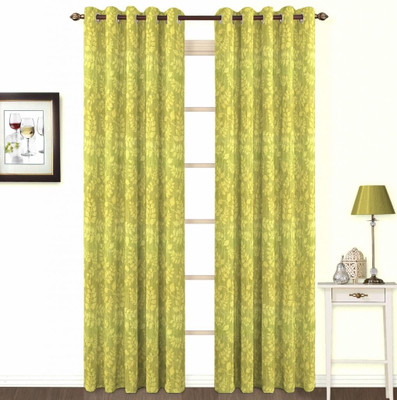 Skipper Cotton, Viscose Green Printed Eyelet Curtain