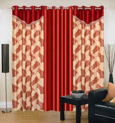 66% OFF on IWS Polyester Multicolor Striped Eyelet Curtain