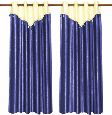 65% OFF on Zikrak Exim Polyester Blue Solid Eyelet Curtain
