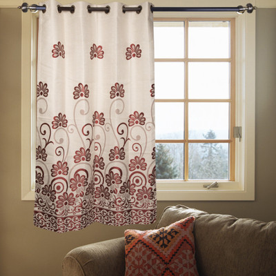 68% OFF on Kings Polycotton Pink Floral Eyelet Curtain