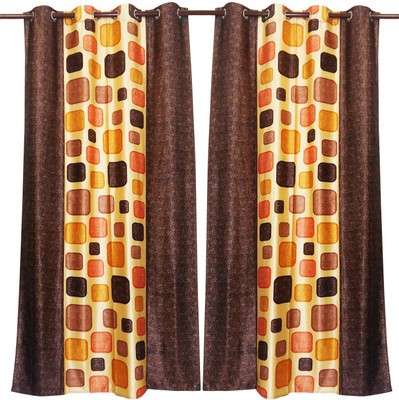 72% OFF on Zikrak Exim Polyester Brown Fleur-de-lis Eyelet Curtain