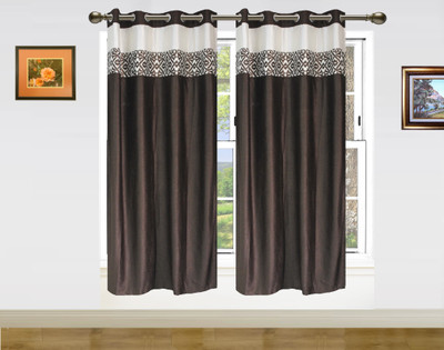 53% OFF on Dekor World Polyester Brown Batik Eyelet Curtain
